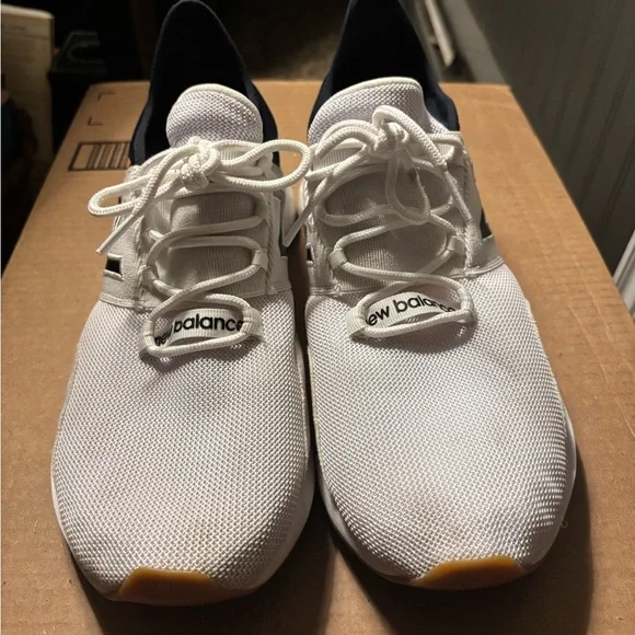 New Balance White and Navy Blue Sneakers - Picture 6 of 6